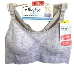 Playtex nursing bra NEaw gray wire‎ free racerback crop seamless  quick strap